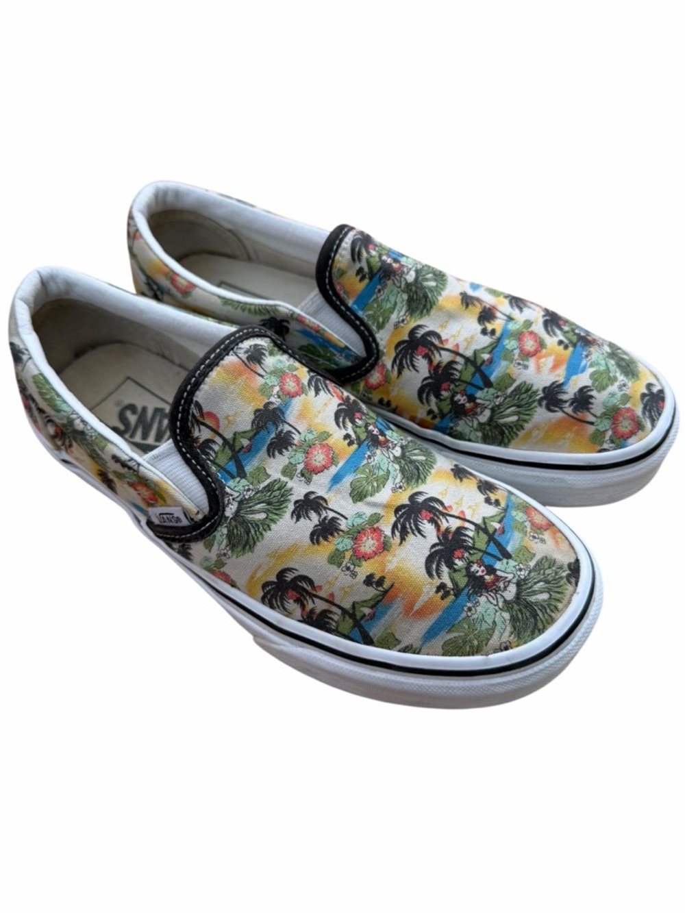 Vans Slip‎ On Hawaii Hula Print Sneakers Women's 6.5 Beach Casual